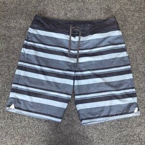 Travis Mathew Board Shorts Mens‎ 32x9 Blue Striped Swim Trunks Beach Surf Casual